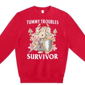 Tummy Troubles Survivor Funny Sarcastic Ibs Humor Statement Premium Crewneck Sweatshirt