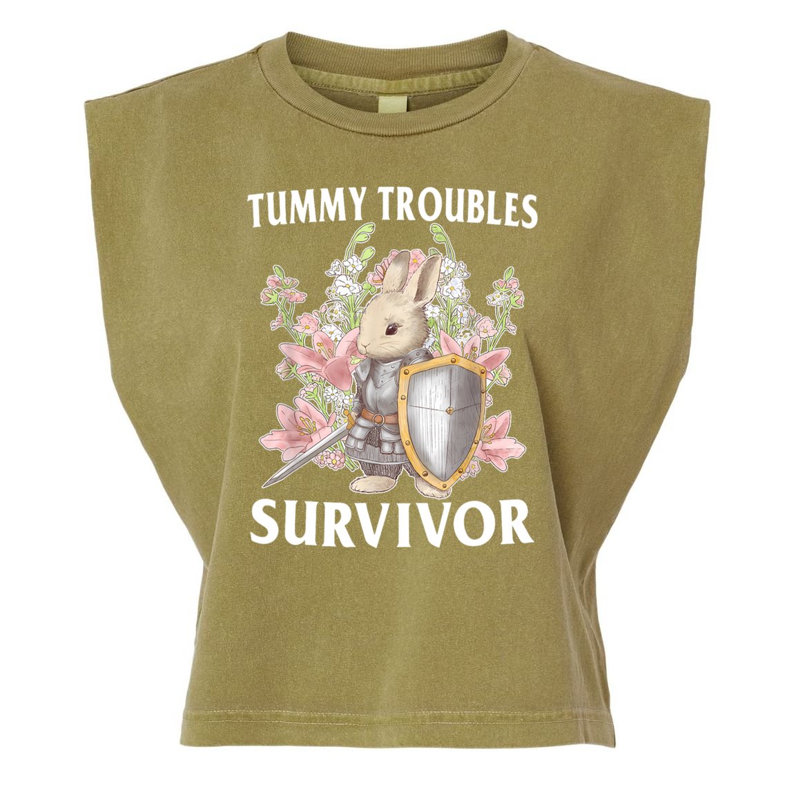 Tummy Troubles Survivor Funny Sarcastic Ibs Humor Statement Garment-Dyed Women's Muscle Tee