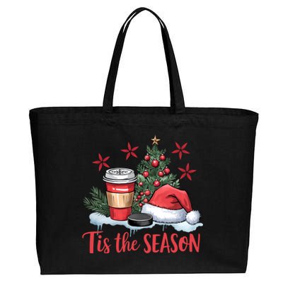 Tis The Season Christmas Holiday Coffee Lover Cotton Canvas Jumbo Tote