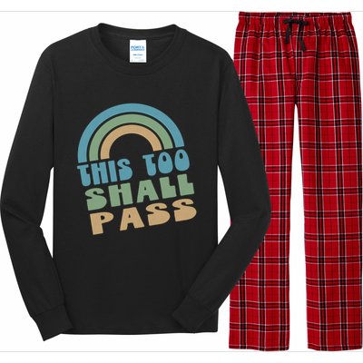 This Too Shall Pass Blue Retro Rainbow Gift Long Sleeve Pajama Set