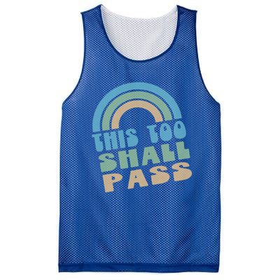 This Too Shall Pass Blue Retro Rainbow Gift Mesh Reversible Basketball Jersey Tank