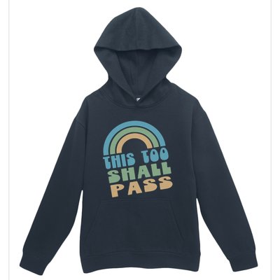 This Too Shall Pass Blue Retro Rainbow Gift Urban Pullover Hoodie