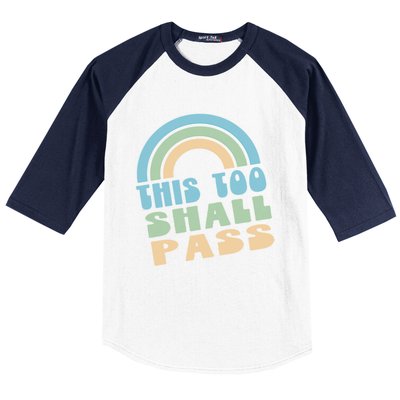 This Too Shall Pass Blue Retro Rainbow Gift Baseball Sleeve Shirt