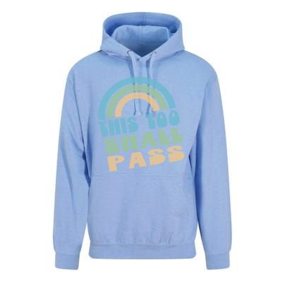 This Too Shall Pass Blue Retro Rainbow Gift Unisex Surf Hoodie