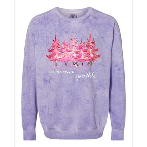 Tis The Season To Cute Pink Christmas Tree Family Meaningful Gift Colorblast Crewneck Sweatshirt