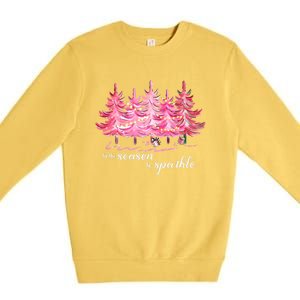 Tis The Season To Cute Pink Christmas Tree Family Meaningful Gift Premium Crewneck Sweatshirt