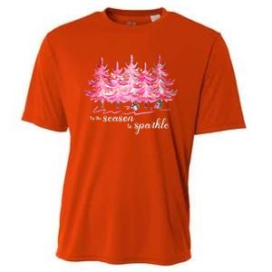 Tis The Season To Cute Pink Christmas Tree Family Meaningful Gift Cooling Performance Crew T-Shirt