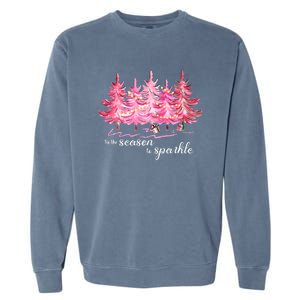 Tis The Season To Cute Pink Christmas Tree Family Meaningful Gift Garment-Dyed Sweatshirt