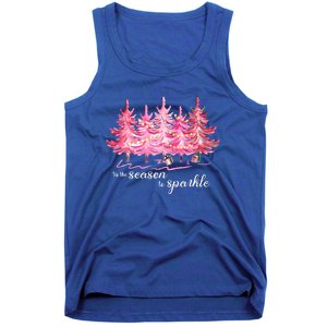 Tis The Season To Cute Pink Christmas Tree Family Meaningful Gift Tank Top