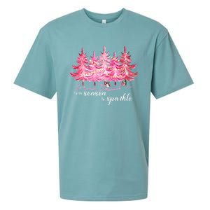 Tis The Season To Cute Pink Christmas Tree Family Meaningful Gift Sueded Cloud Jersey T-Shirt