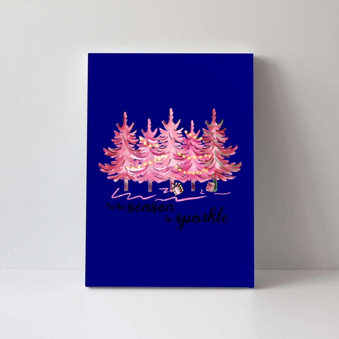 Tis The Season To Cute Pink Christmas Tree Gift Canvas