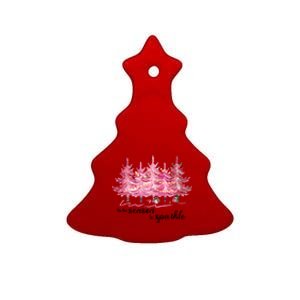 Tis The Season To Cute Pink Christmas Tree Gift Ceramic Tree Ornament