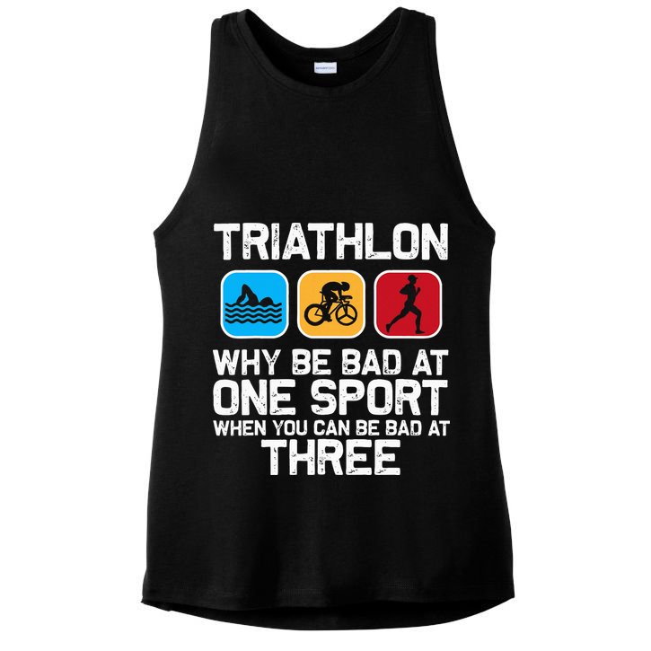 Triathlon Triathlete Swim Bike Run Sport Ladies PosiCharge Tri-Blend Wicking Tank