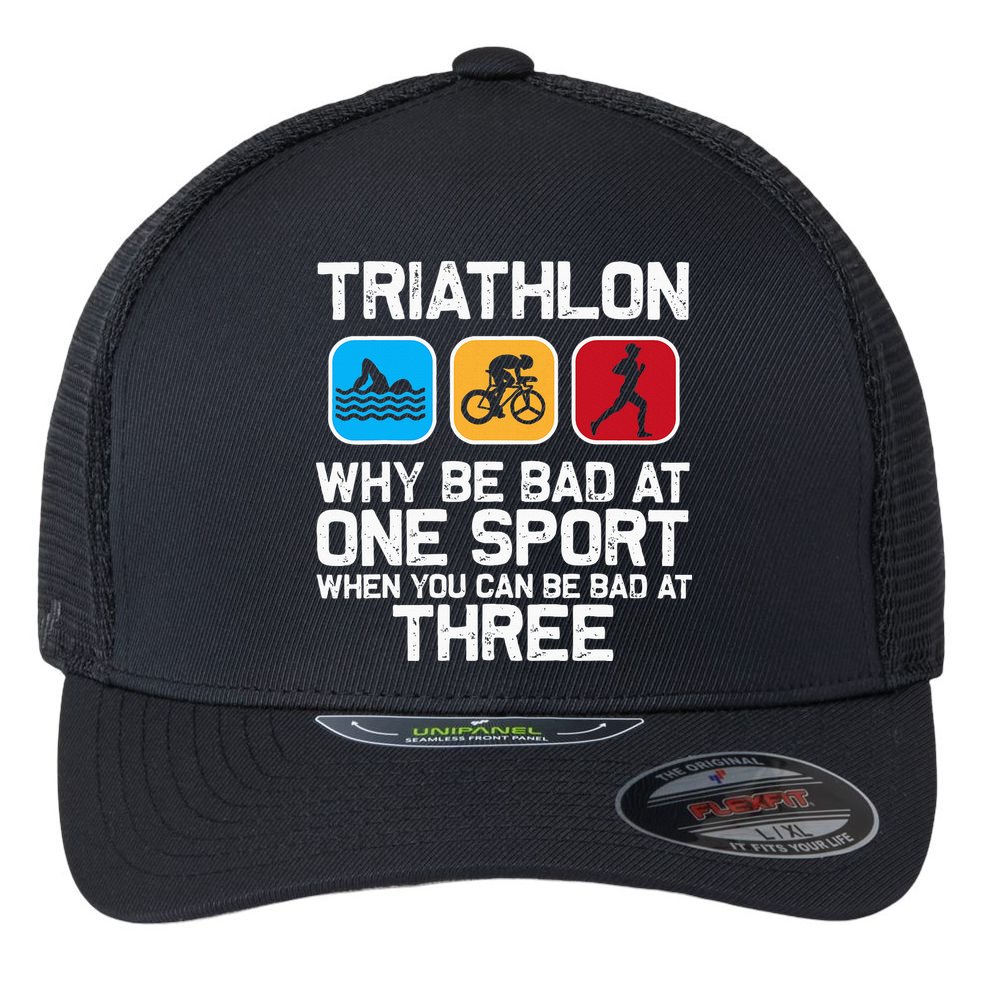 Triathlon Triathlete Swim Bike Run Sport Flexfit Unipanel Trucker Cap