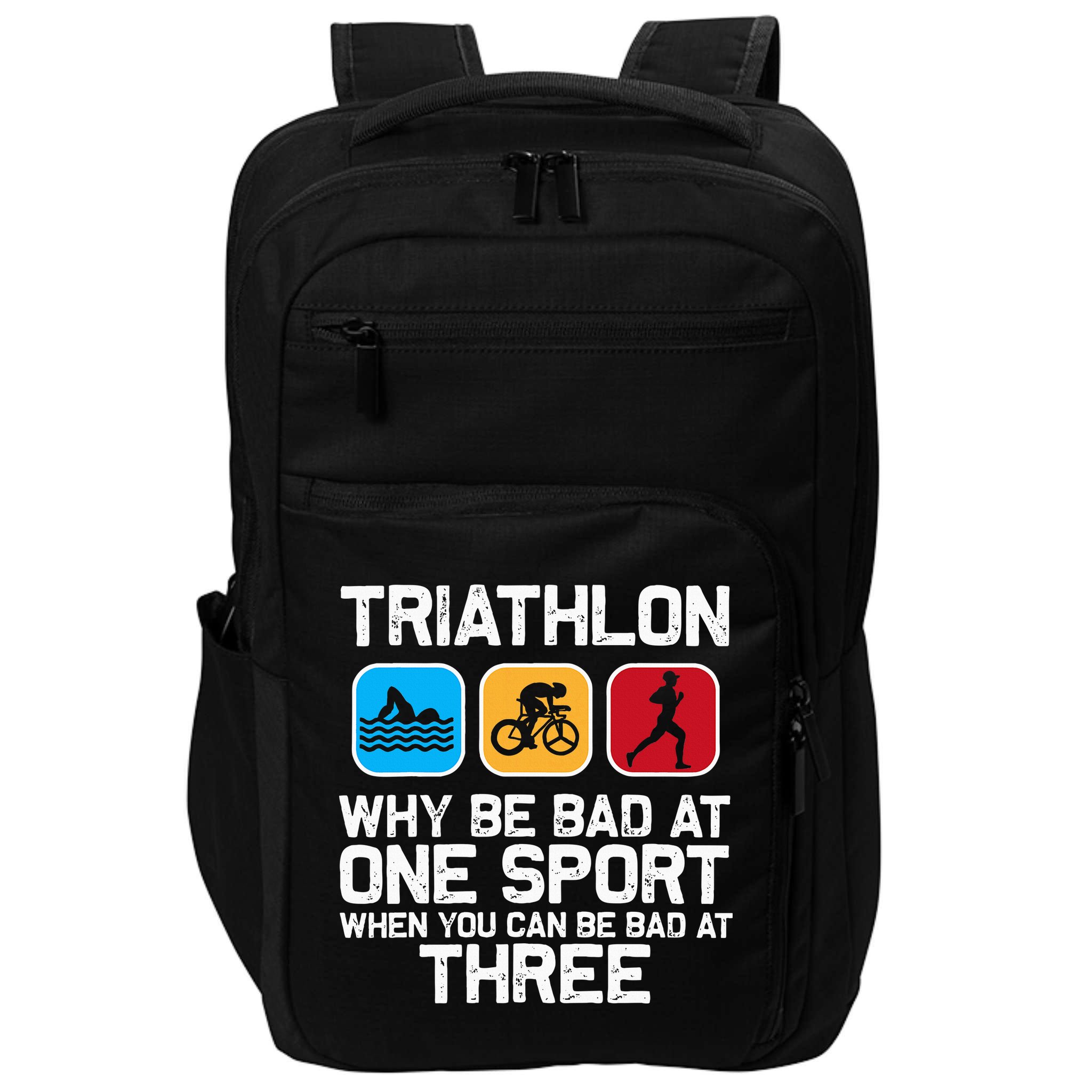 Triathlon Triathlete Swim Bike Run Sport Impact Tech Backpack