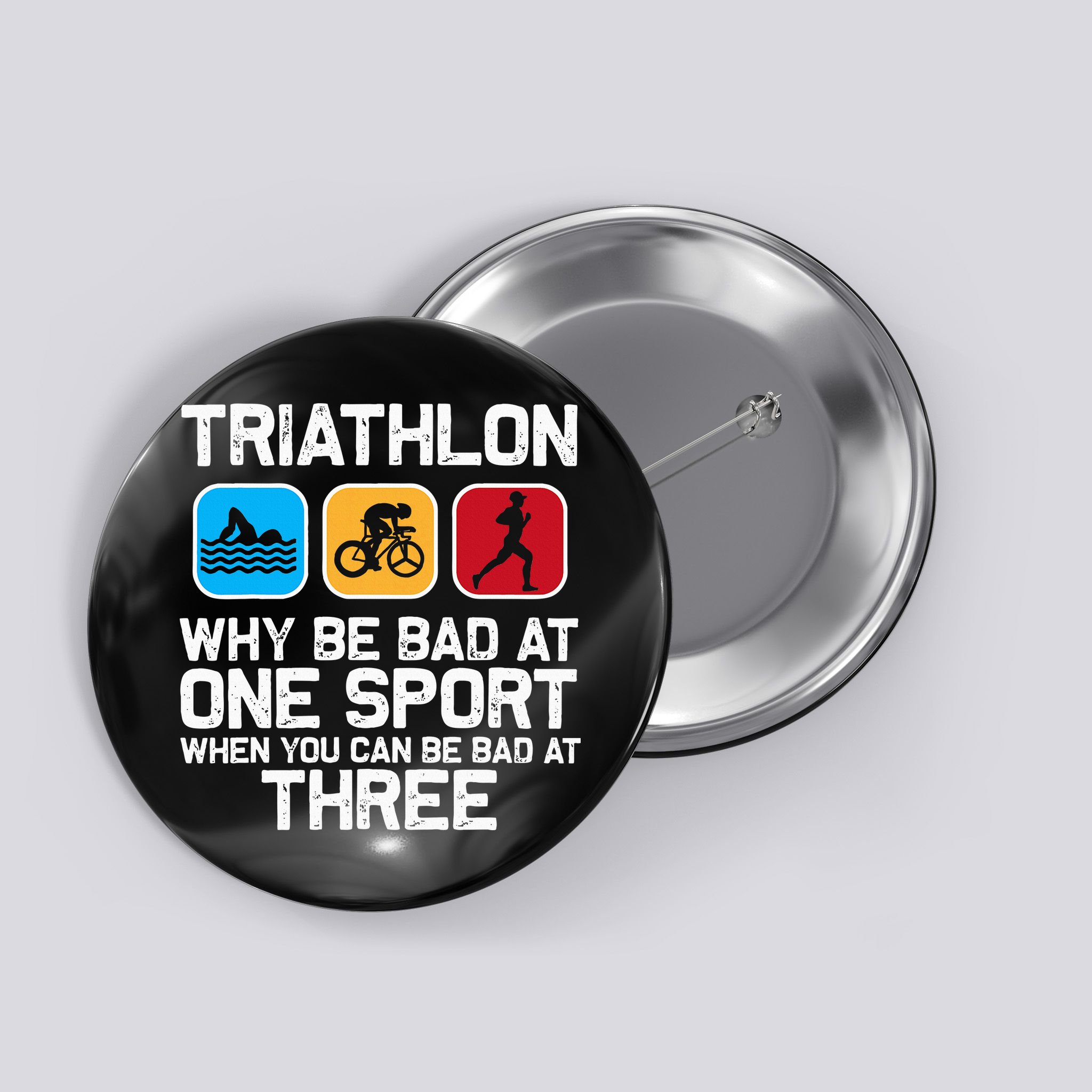 Triathlon Triathlete Swim Bike Run Sport Button