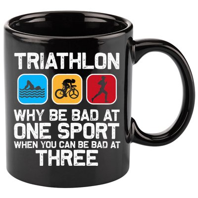 Triathlon Triathlete Swim Bike Run Sport 11oz C Handle Ceramic Mug