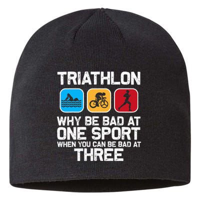 Triathlon Triathlete Swim Bike Run Sport Sustainable Beanie