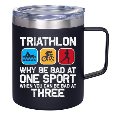 Triathlon Triathlete Swim Bike Run Sport 12oz Stainless Steel Coffee Mug