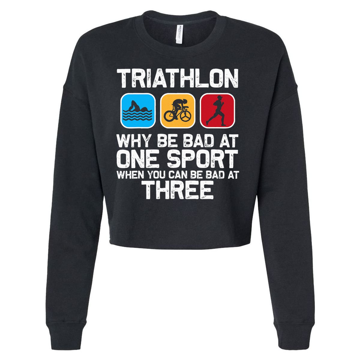 Triathlon Triathlete Swim Bike Run Sport Cropped Pullover Crew