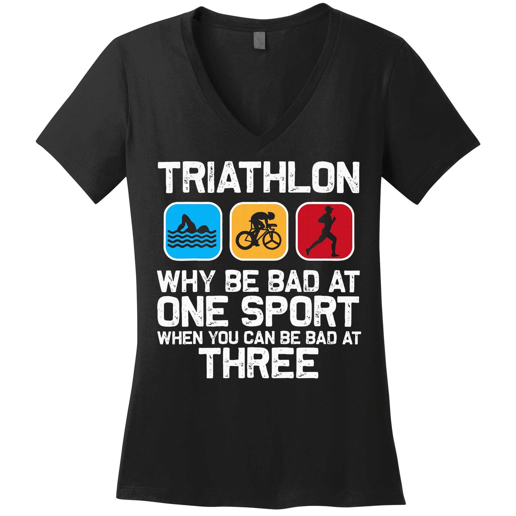 Triathlon Triathlete Swim Bike Run Sport Women's V-Neck T-Shirt