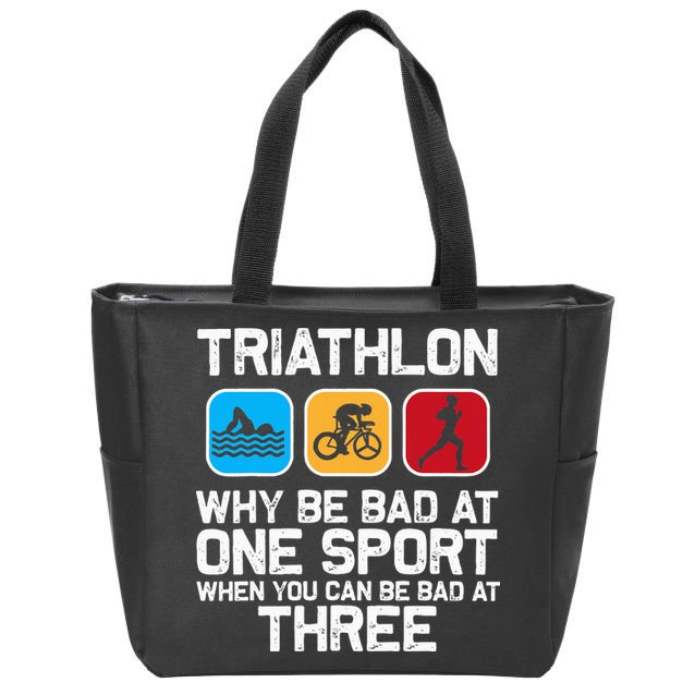Triathlon Triathlete Swim Bike Run Sport Zip Tote Bag