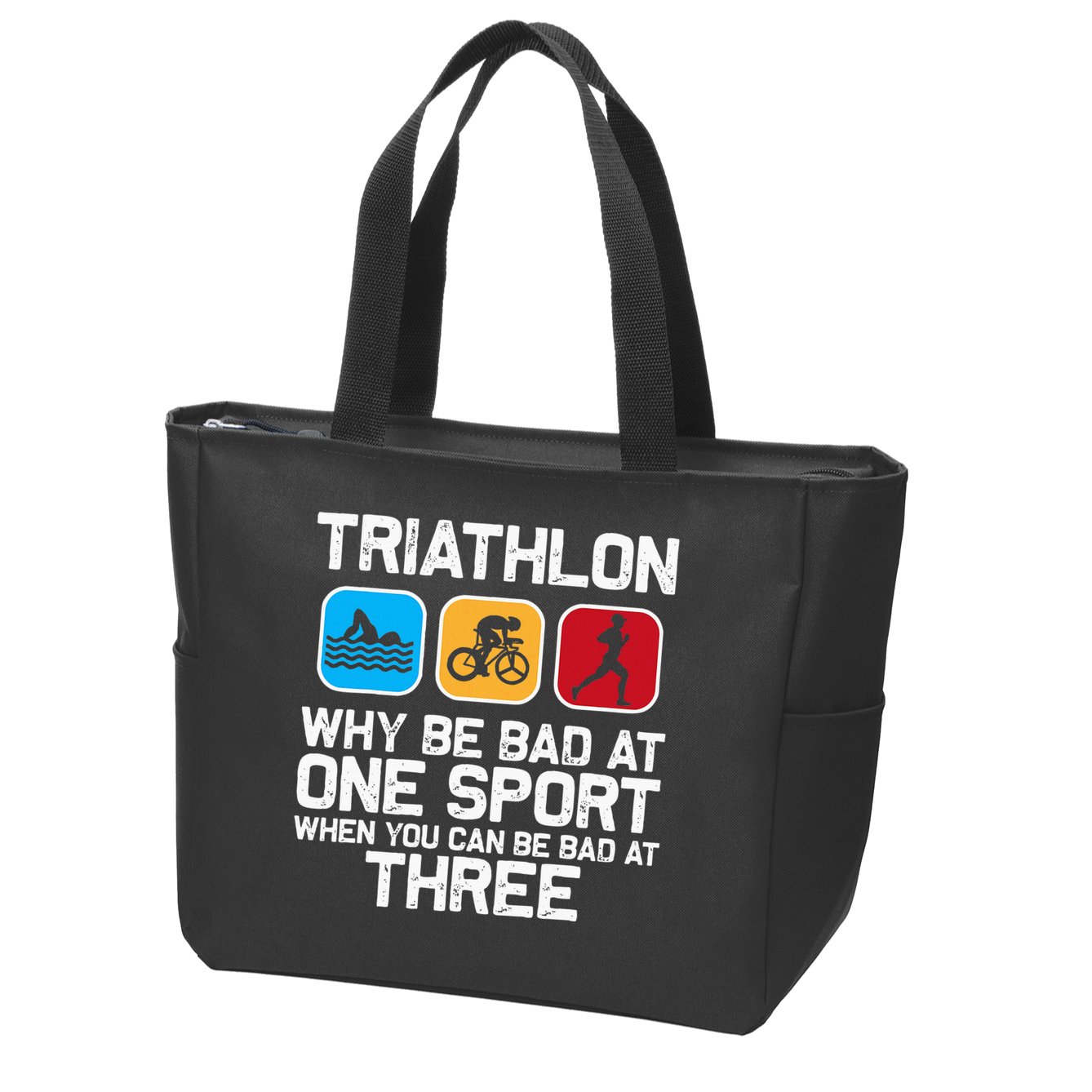 Triathlon Triathlete Swim Bike Run Sport Zip Tote Bag