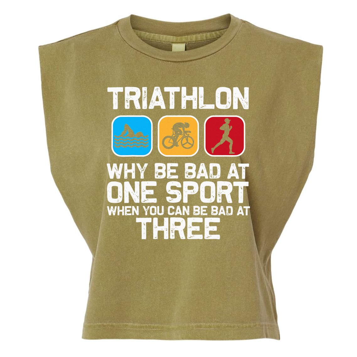 Triathlon Triathlete Swim Bike Run Sport Garment-Dyed Women's Muscle Tee
