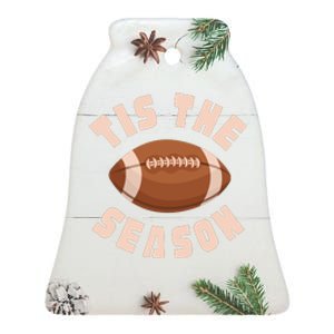 Tis The Season Rugby Ceramic Bell Ornament