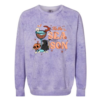 Tis The Season Pumpkin Spice Fall Autumn Halloween Gift Colorblast Crewneck Sweatshirt