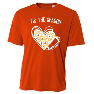 Tis The Season Football Leopard Heart Cooling Performance Crew T-Shirt