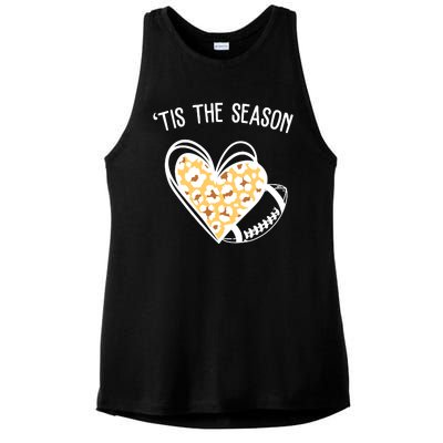 Tis The Season Football Leopard Heart Ladies PosiCharge Tri-Blend Wicking Tank