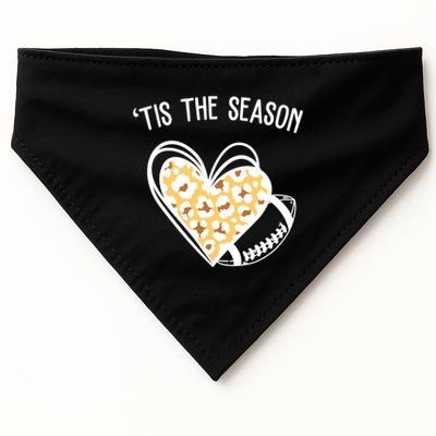 Tis The Season Football Leopard Heart USA-Made Doggie Bandana