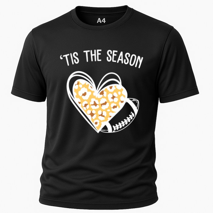 Tis The Season Football Leopard Heart Cooling Performance Crew T-Shirt