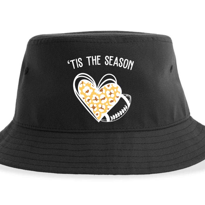 Tis The Season Football Leopard Heart Sustainable Bucket Hat