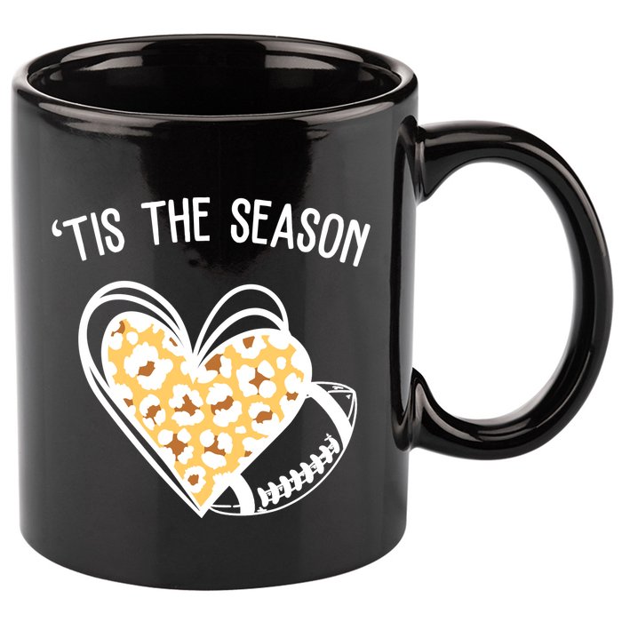 Tis The Season Football Leopard Heart 11oz C Handle Ceramic Mug