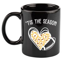 Tis The Season Football Leopard Heart 11oz C Handle Ceramic Mug