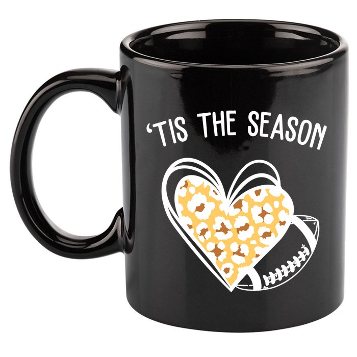 Tis The Season Football Leopard Heart 11oz C Handle Ceramic Mug