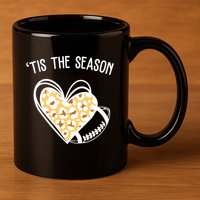 Tis The Season Football Leopard Heart 11oz C Handle Ceramic Mug