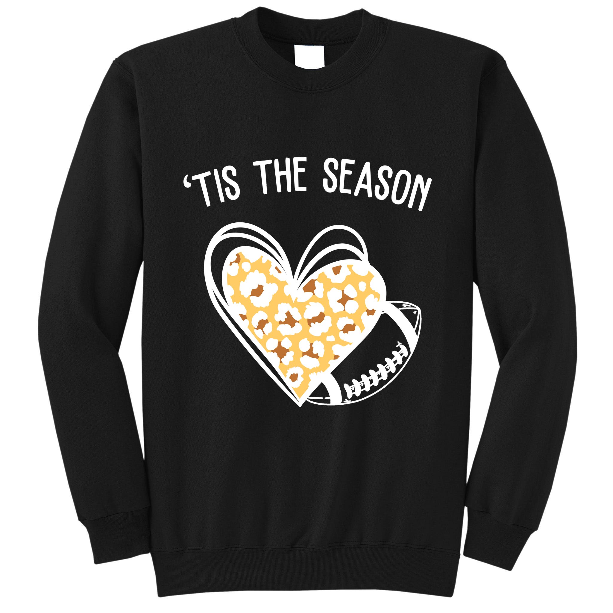Tis The Season Football Leopard Heart Tall Sweatshirt