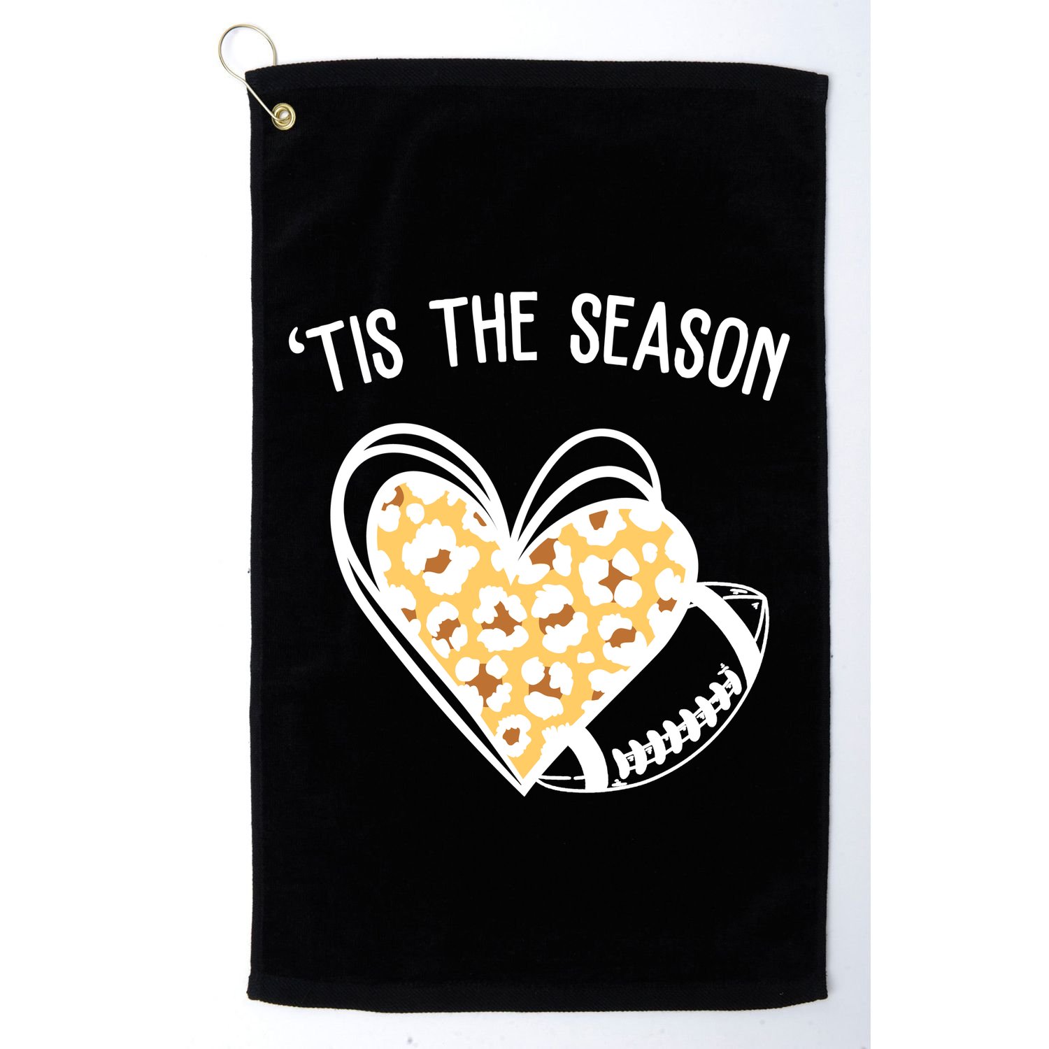 Tis The Season Football Leopard Heart Golf Towel