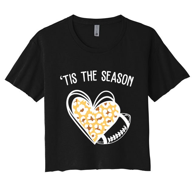 Tis The Season Football Leopard Heart Crop Top