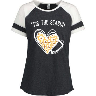 Tis The Season Football Leopard Heart Enza Ladies Jersey Colorblock Tee