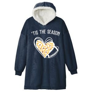 Tis The Season Football Leopard Heart Hooded Wearable Blanket