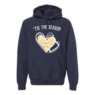 Tis The Season Football Leopard Heart Premium Hoodie