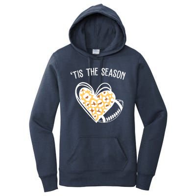 Tis The Season Football Leopard Heart Women's Pullover Hoodie