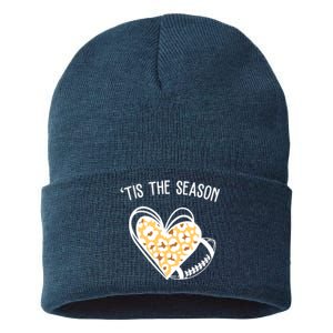 Tis The Season Football Leopard Heart Sustainable Knit Beanie