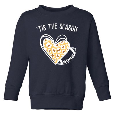 Tis The Season Football Leopard Heart Toddler Sweatshirt