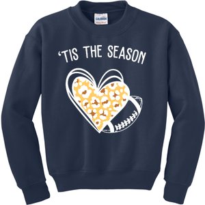 Tis The Season Football Leopard Heart Kids Sweatshirt