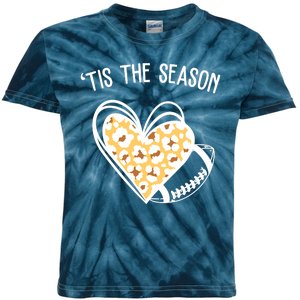 Tis The Season Football Leopard Heart Kids Tie-Dye T-Shirt